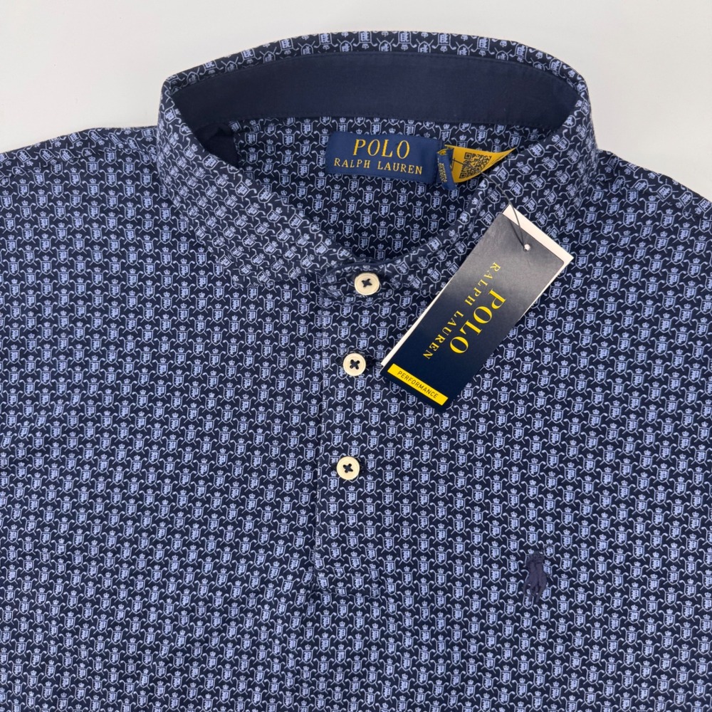 Polo Ralph Lauren Polo Mens Medium Navy Blue Crest Monogram Performance Shirt
